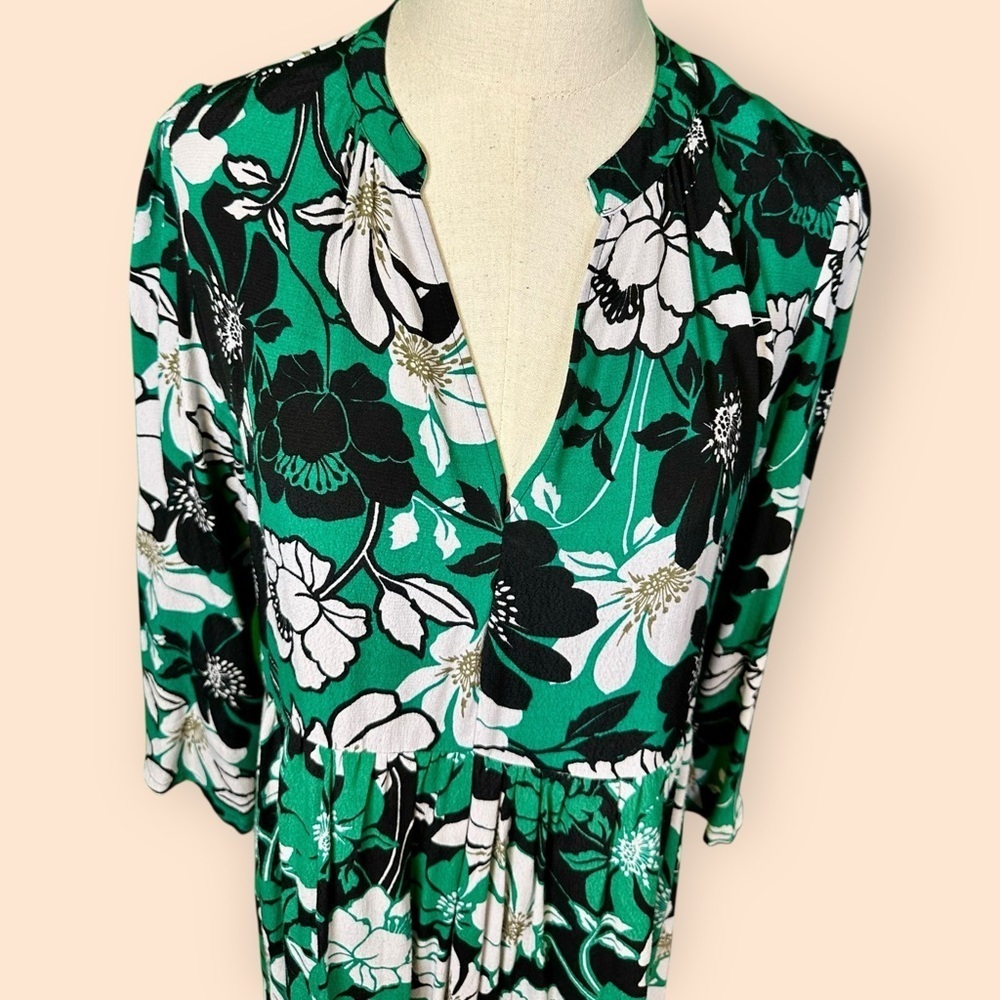 Maeve by Anthropologie ‘Juno’ Printed Dress in Green, Black & White Floral Sz M - Picture 6 of 15
